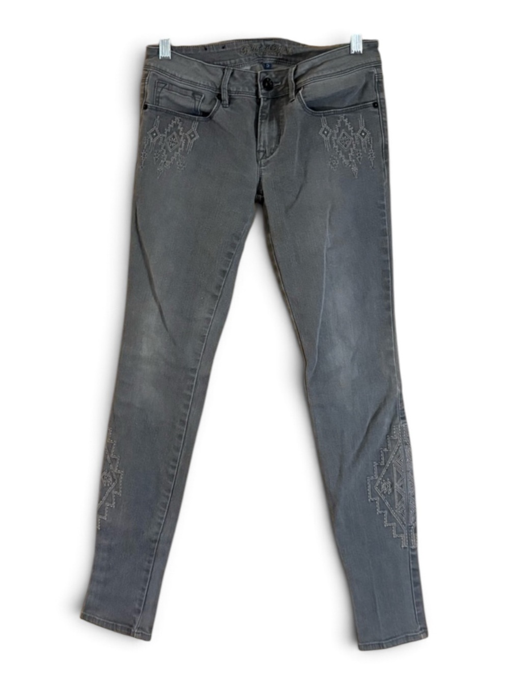 Bullhead Dark Gray Skinny Jeans with Embroidery